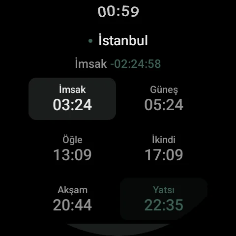 Namaz Vakitleri Wear OS Akıllı Saat Uygulaması